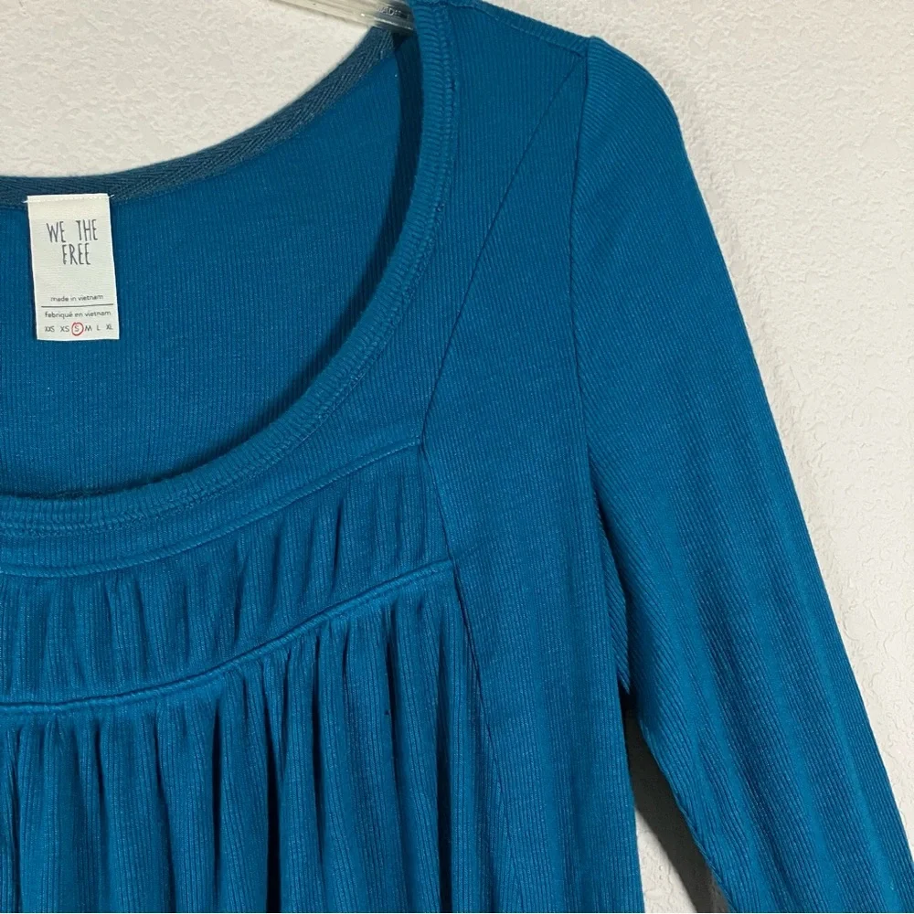 FREE PEOPLE We The Free Love Valley Babydoll Top S Ribbed Knit Boho Festival